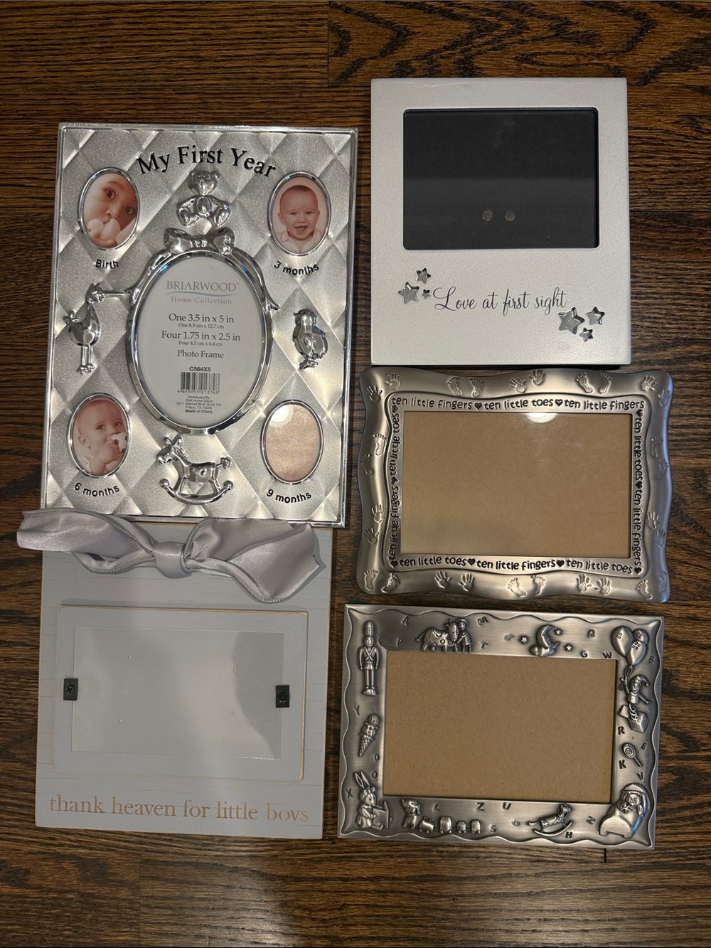 5 Silver Baby Keepsake Picture Frames